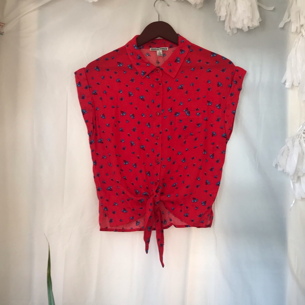 Floral Print Cap Sleeve Blouse